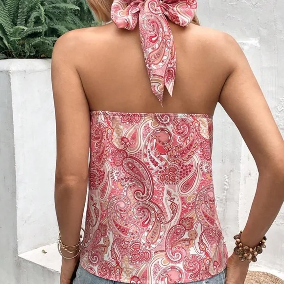 Boho paisley Print Halter Tank Top - Picture 10 of 11